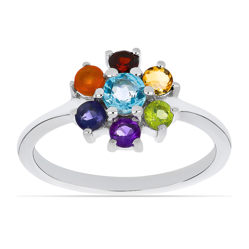 BUY 925 STERLING SILVER REAL CHAKRA STONES STYLISH RING 